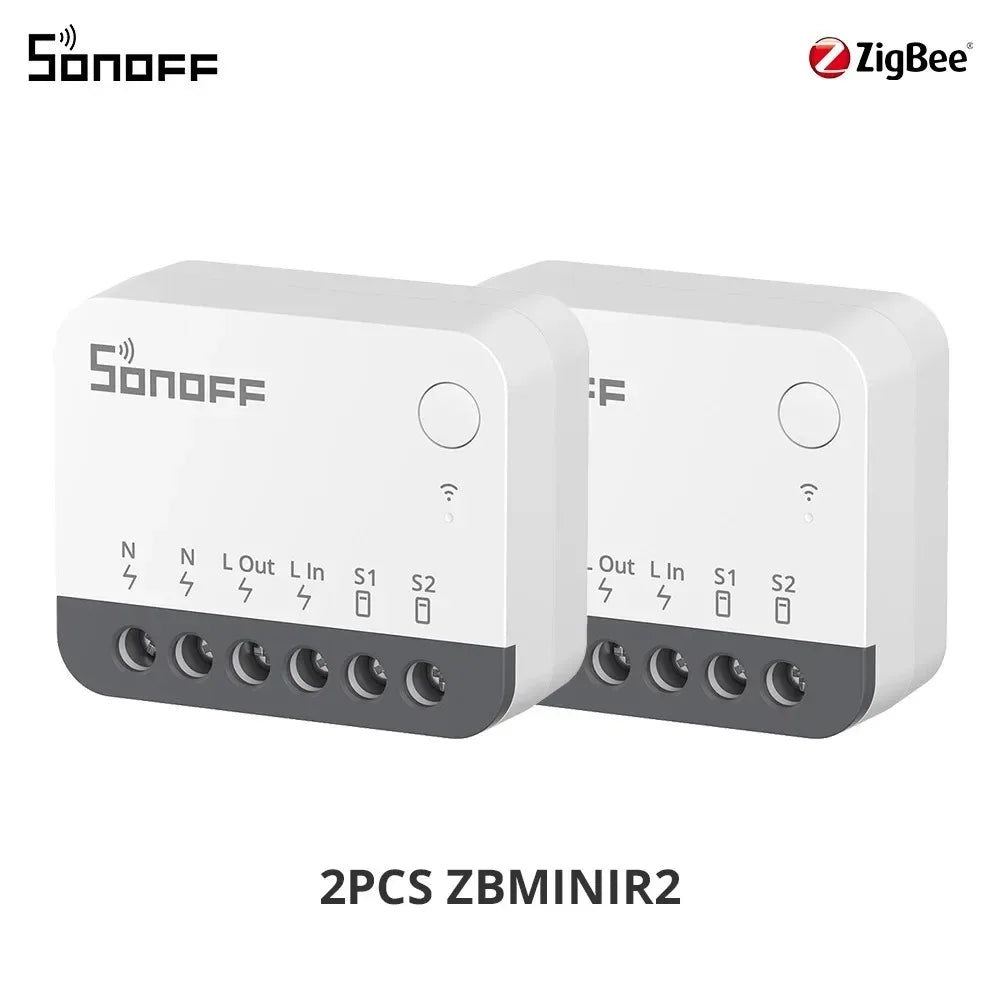 Zigbee Smart Switch ZBMINIR2 - Compact 2-Way Smart Home Automation Module 2PCS ZBMINIR2 Tidesmit