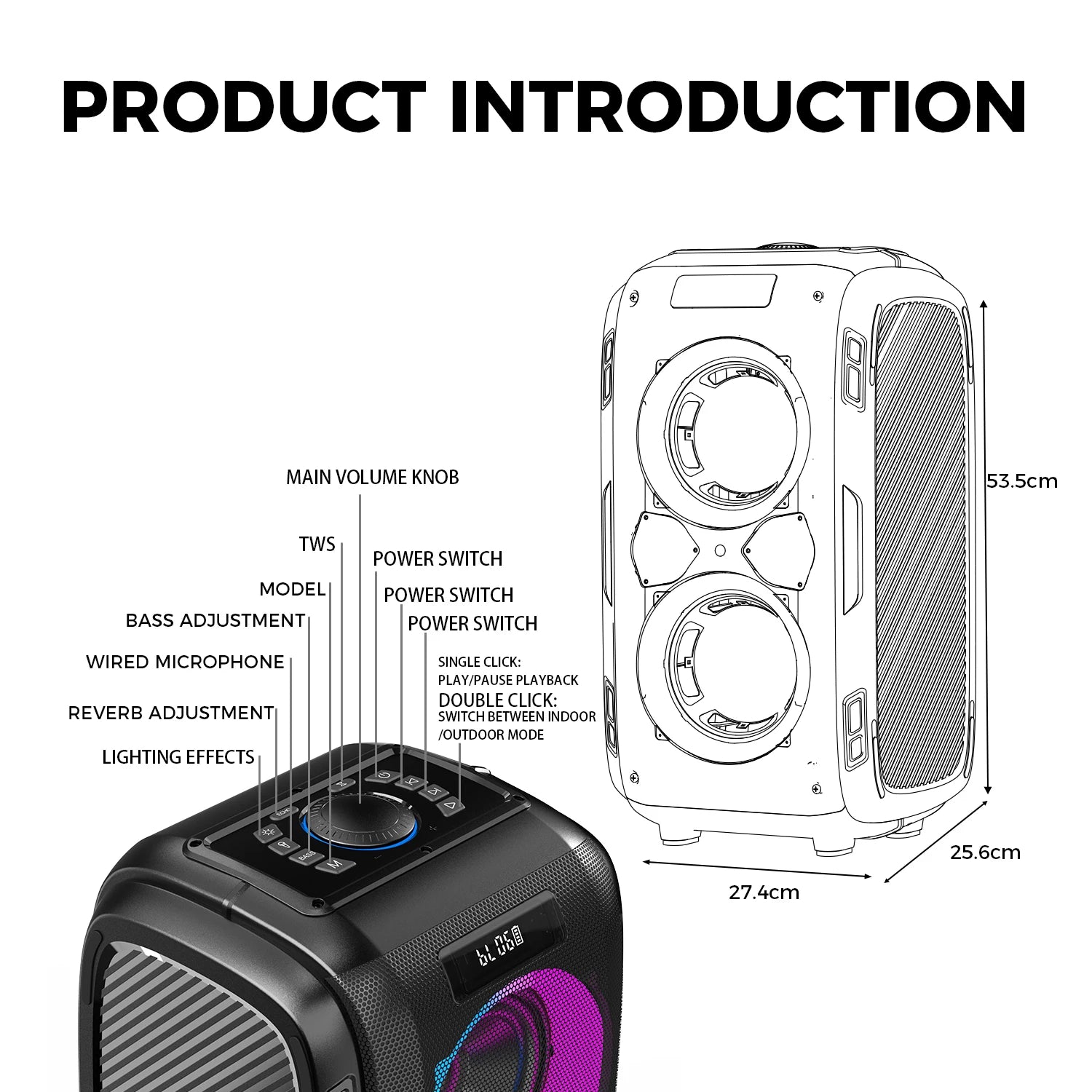 W-KING 250W PEAK Large Bluetooth Speaker Loudest/Massive 120dB/12 Custom Bass, V5.3 Big Party Boombox Portable Speaker Wireless