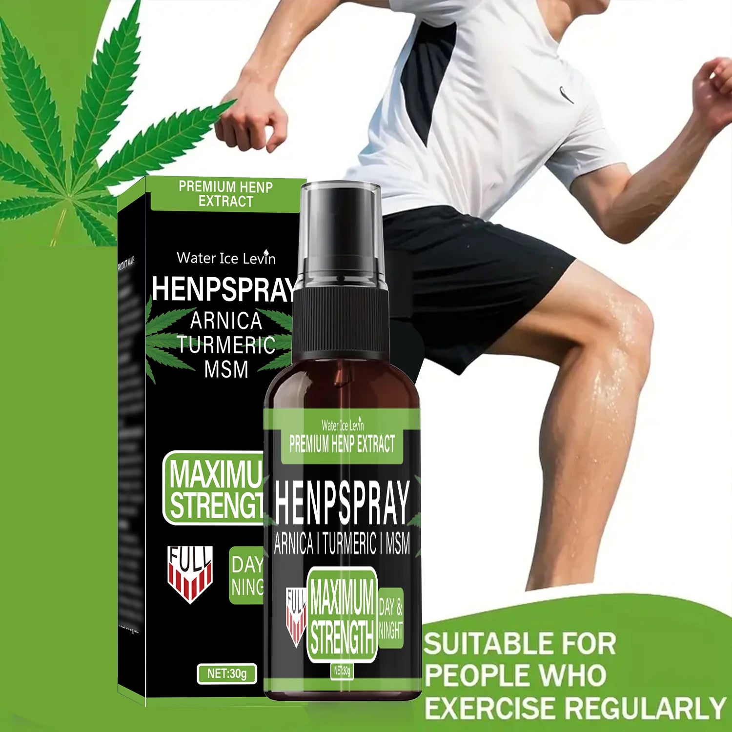 Hemp Spray Cream: Premium Hemp Extract+Arnica+Turmeric, Maximum Strength, Light Texture, Moisturizes for Elastic Skin