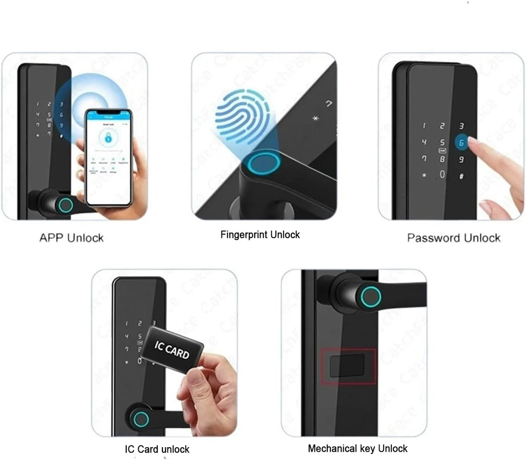 WiFi Smart Lock for Front Door TTlock APP Remote Control Fingerprint Keypad Door Lock Keyless Entry for Door Thickness 40-120mm