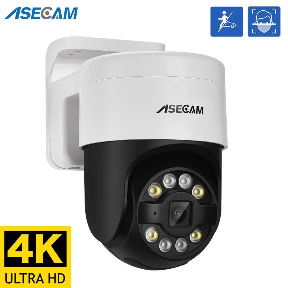 ASECAM 8MP 4K PTZ IP Camera Outdoor AI Face Detection Audio POE H.265 Onvif CCTV RTSP Humanoid Detection Security Camera