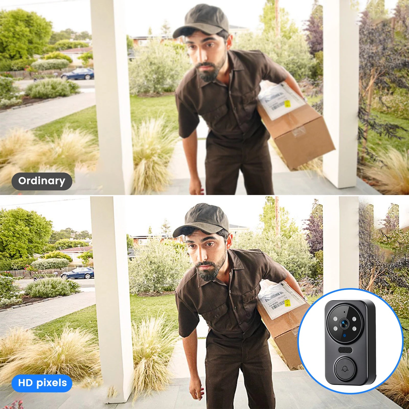 Podofo 4.3" IPS Screen Wireless Video Doorbell Night Vision Two-Way Video Intercom Door Ring Camera 1–150M Transmission Range Garage Entrance Video Security Monitor