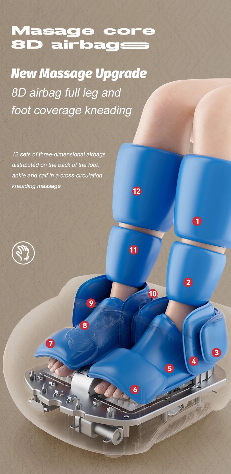 Electric Foot Massager with Heat and Airbag Shiatsu - Tidesmit Z12 Relaxation Treatment Tidesmit