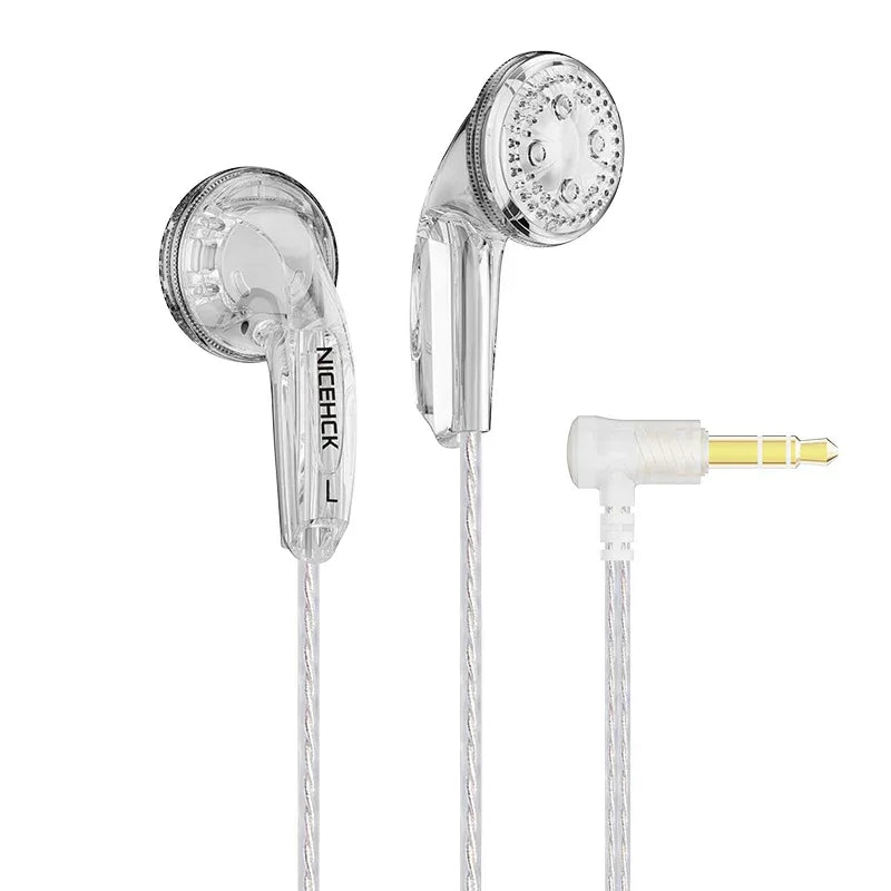 Tidesmit Wired Earbuds 15.4mm Dynamic Driver HiFi Bass Headphones Clear No Mic Tidesmit