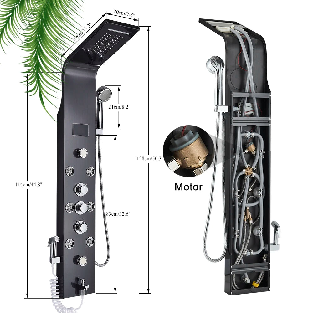 LED Light Shower Faucet Bathroom SPA Massage Jet Shower Column System Waterfall Rain Shower Panel Bidet Sprayer Tap