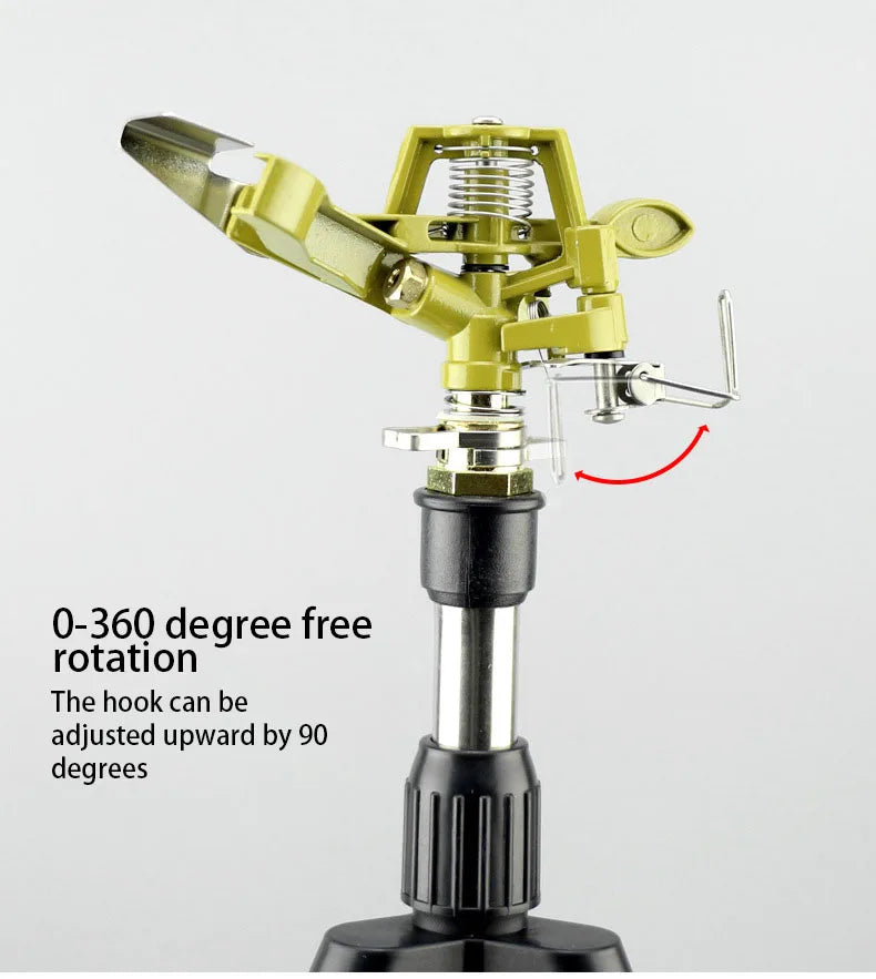 360° Rotating Tripod Sprinkler, Zinc Alloy Adjustable Automatic Water Sprinkler for Lawn Garden Vegetable Irrigation