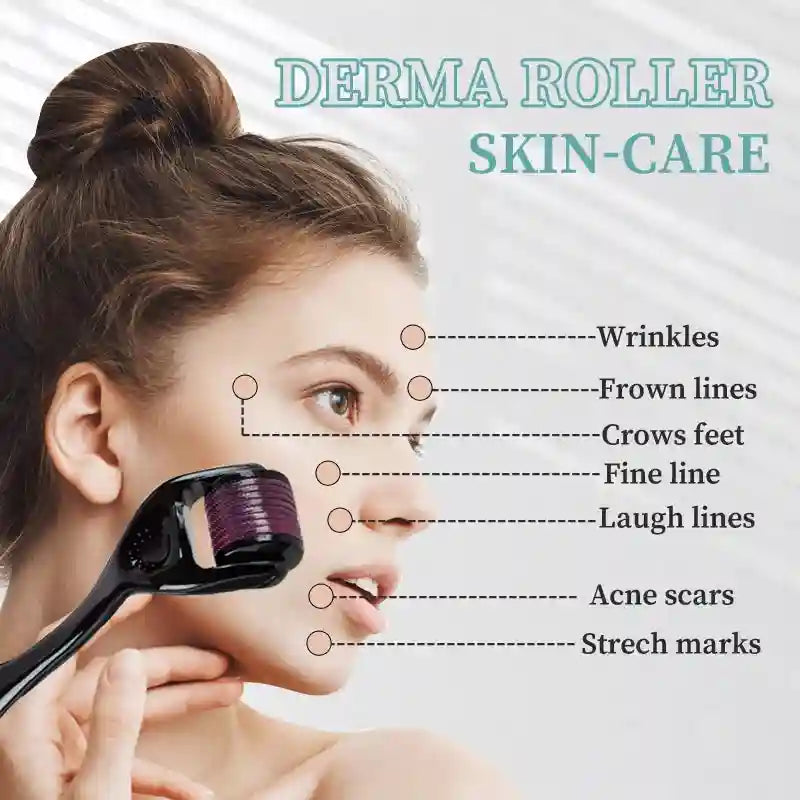 Derma Roller for Hair and Beard Growth - 540 Titanium Needles Massage Roller Tidesmit