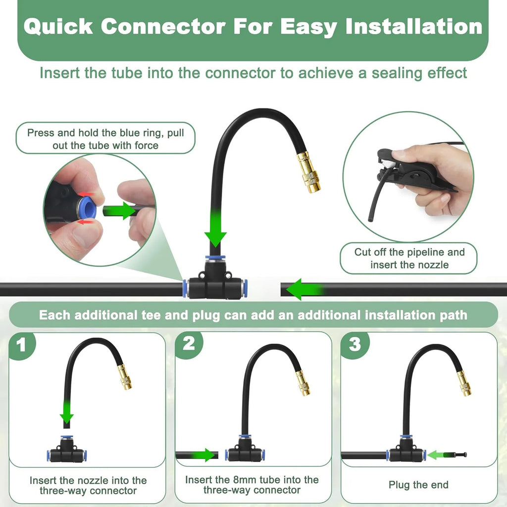 DIY Free Bending Universal Spray Kit For Greenhouse Garden Flowers Plant Watering Irrigation Patio Misting Cooling System