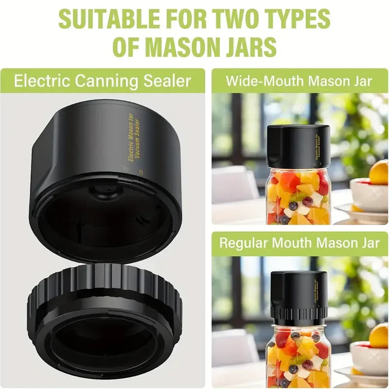 Automatic electric Mason jar vacuum sealer, one-button operation, leak-proof sealing, portable food preservation equipment, suit