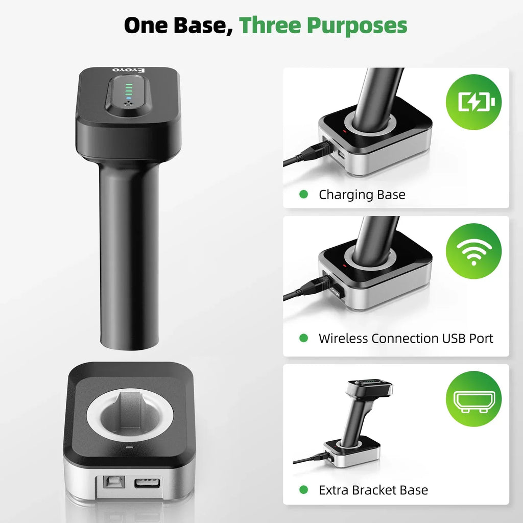 Eyoyo Blueooth Wireless 2D Barcode Scanner and Wired QR Barcode Reader PDF417 Automatic Sensing for Pos Scanning