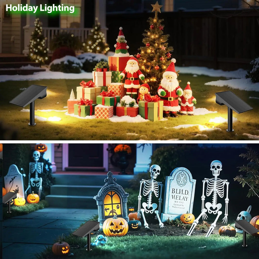Intelamp Solar Spotlights 4000Mah 3 Color Modes Outdoor Solar Light Garden Lights for Landscape Pathway Yard Patio Garage Driveway Tree