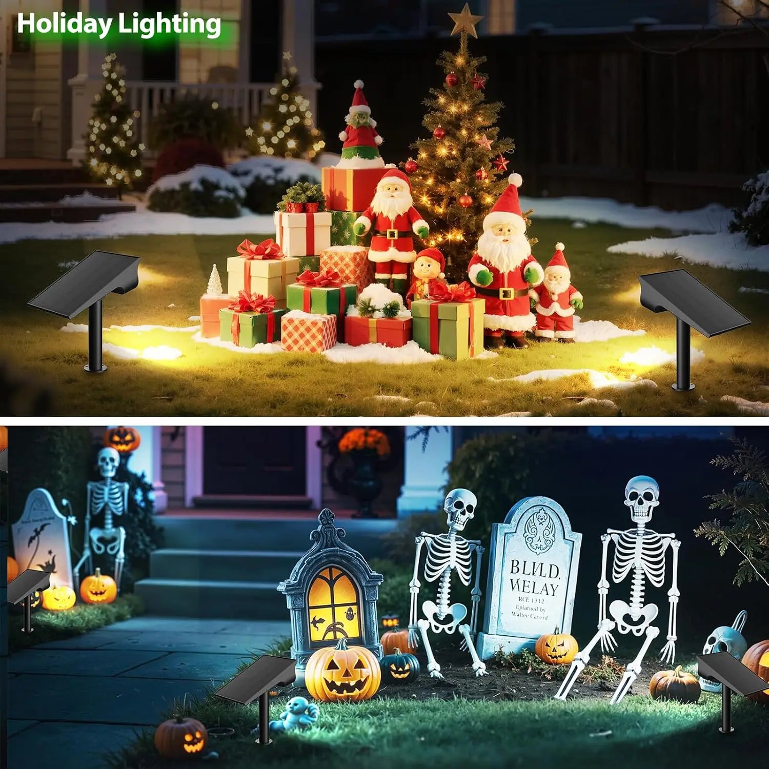 Intelamp Solar Spotlights 4000Mah 3 Color Modes Outdoor Solar Light Garden Lights for Landscape Pathway Yard Patio Garage Driveway Tree