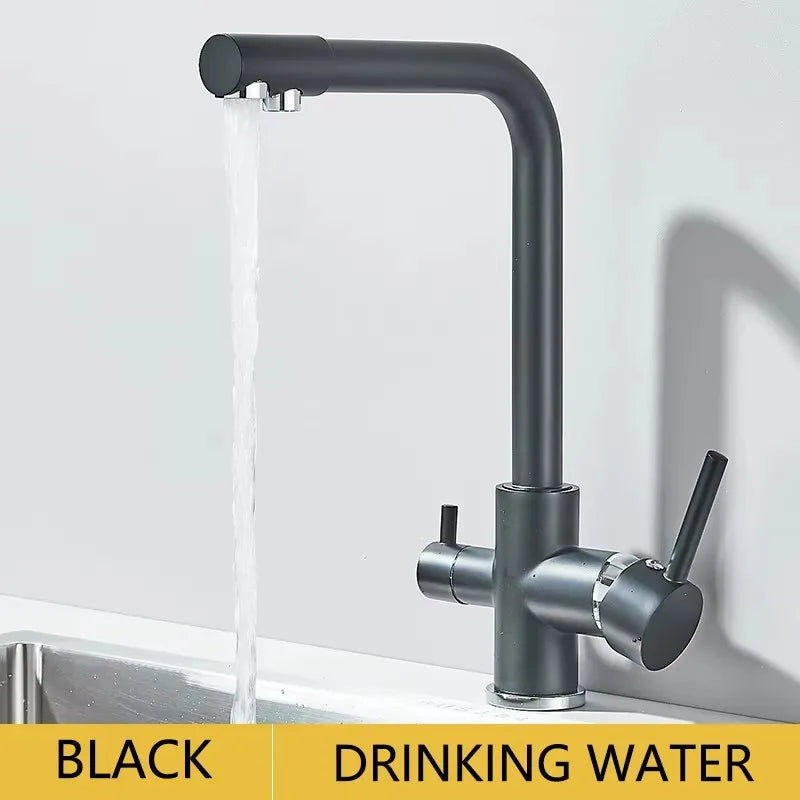 Kitchen Faucet Dual Swivel Spout Drinking Water Filter Purifier Vessel Sink Mixer Tap Hot and Cold Water