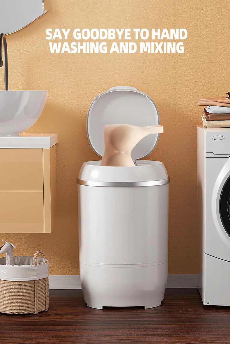 Tidesmit semi-automatic mini washing machine for baby clothes and underwear showing control knobs and dual tubs