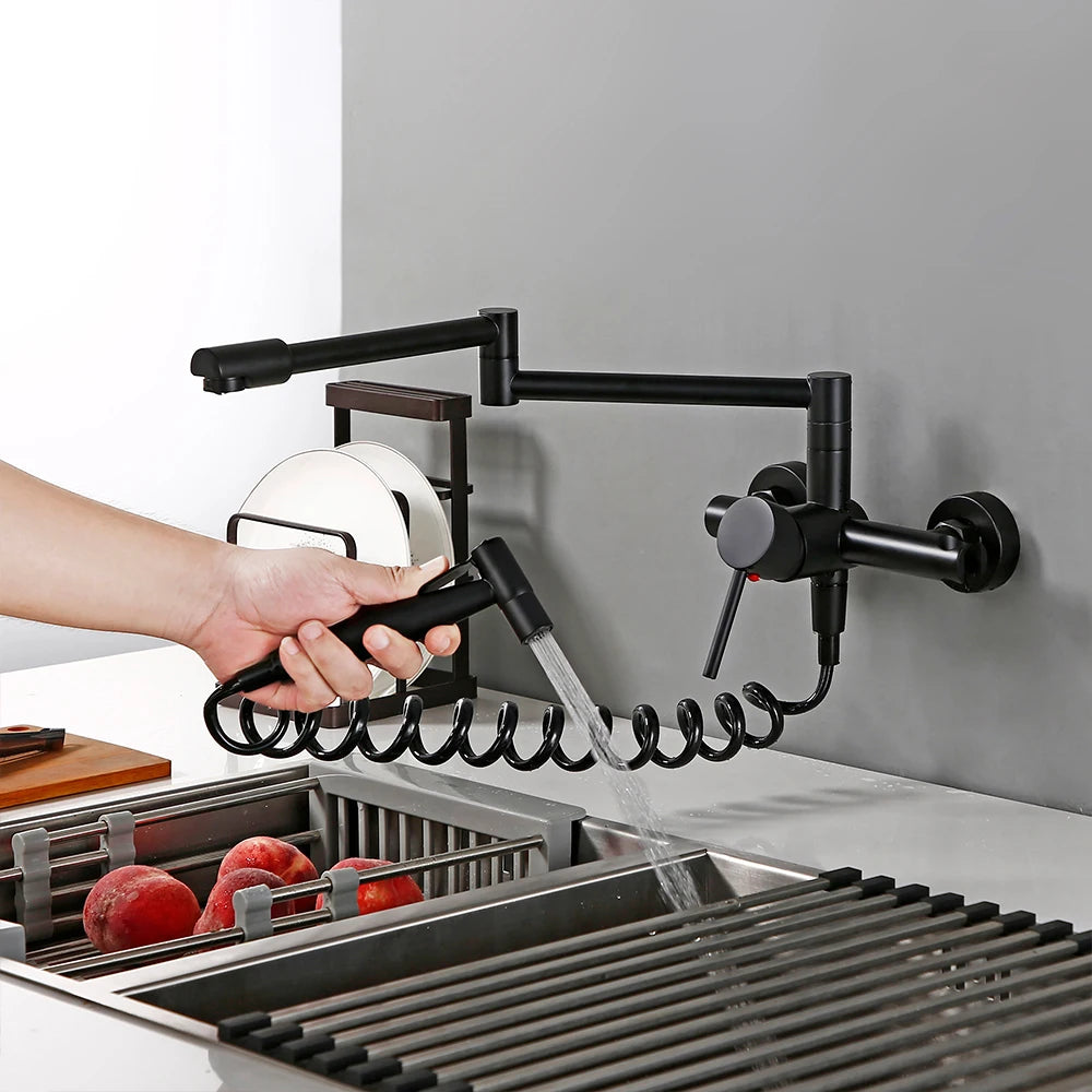 Wholesale Black Hot Sale Hot and Cold Pull Out Kitchen Mixer Tap Pot Filler Faucet Synchronize Airbrush Kitchen Faucet