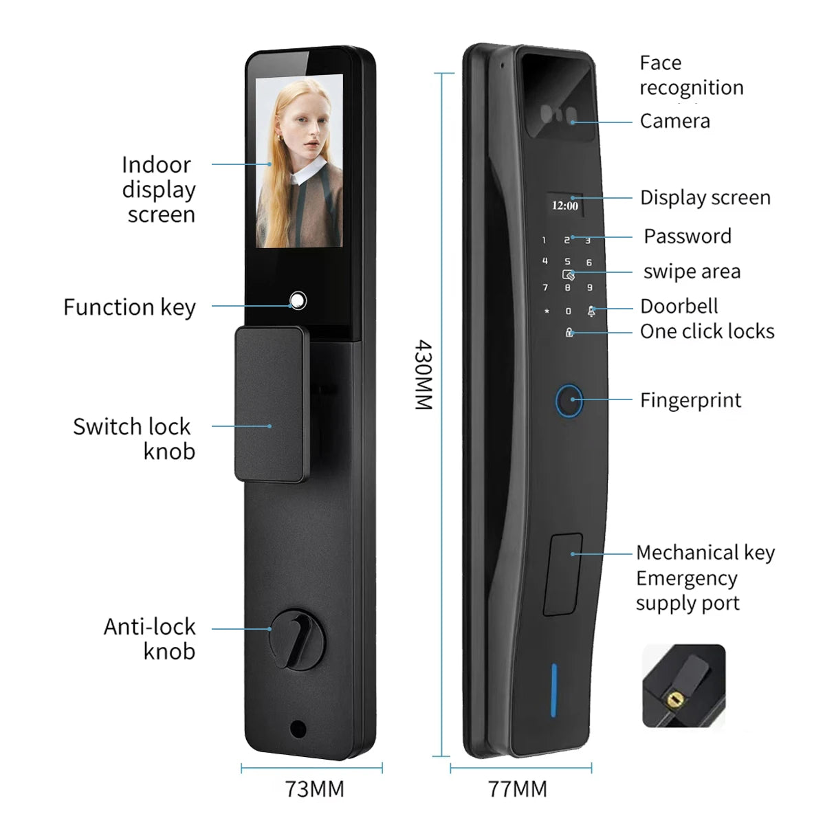 Smart Electronic Door Lock Password Automatic Biometric Fingerprint Lock For Home Security Tuya Smart Door Lock With Camera