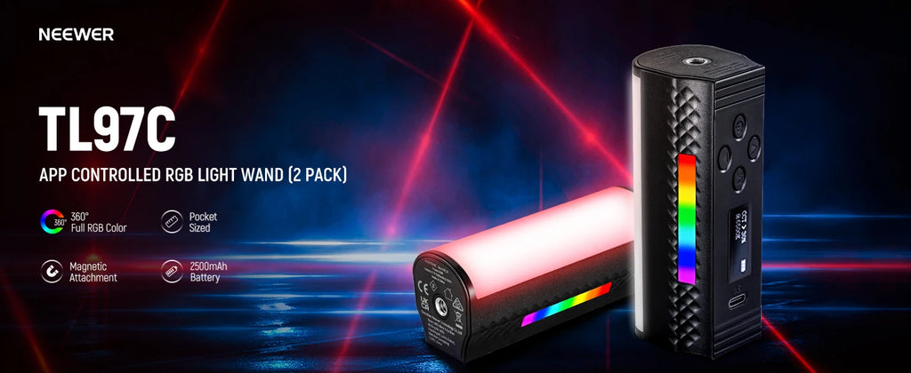 Magnetic LED Light Wand 2 Pack RGB - Portable Content Creation Lighting Tidesmit