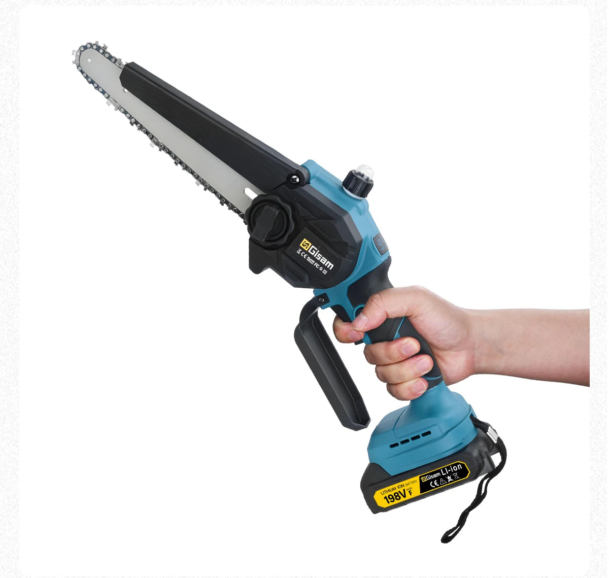 Gisam 8 Inch Brushless Electric Chainsaw Cordless Portable Electric Saw Woodworking Power Tool For makita 18v battery pins
