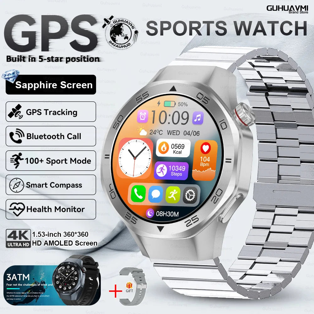 2026New Smart Watch GPS Positioning 3ATM Waterproof GPS Tracker Compass Men Bluetooth Call Heart rate 170+Sports Watch Men Women