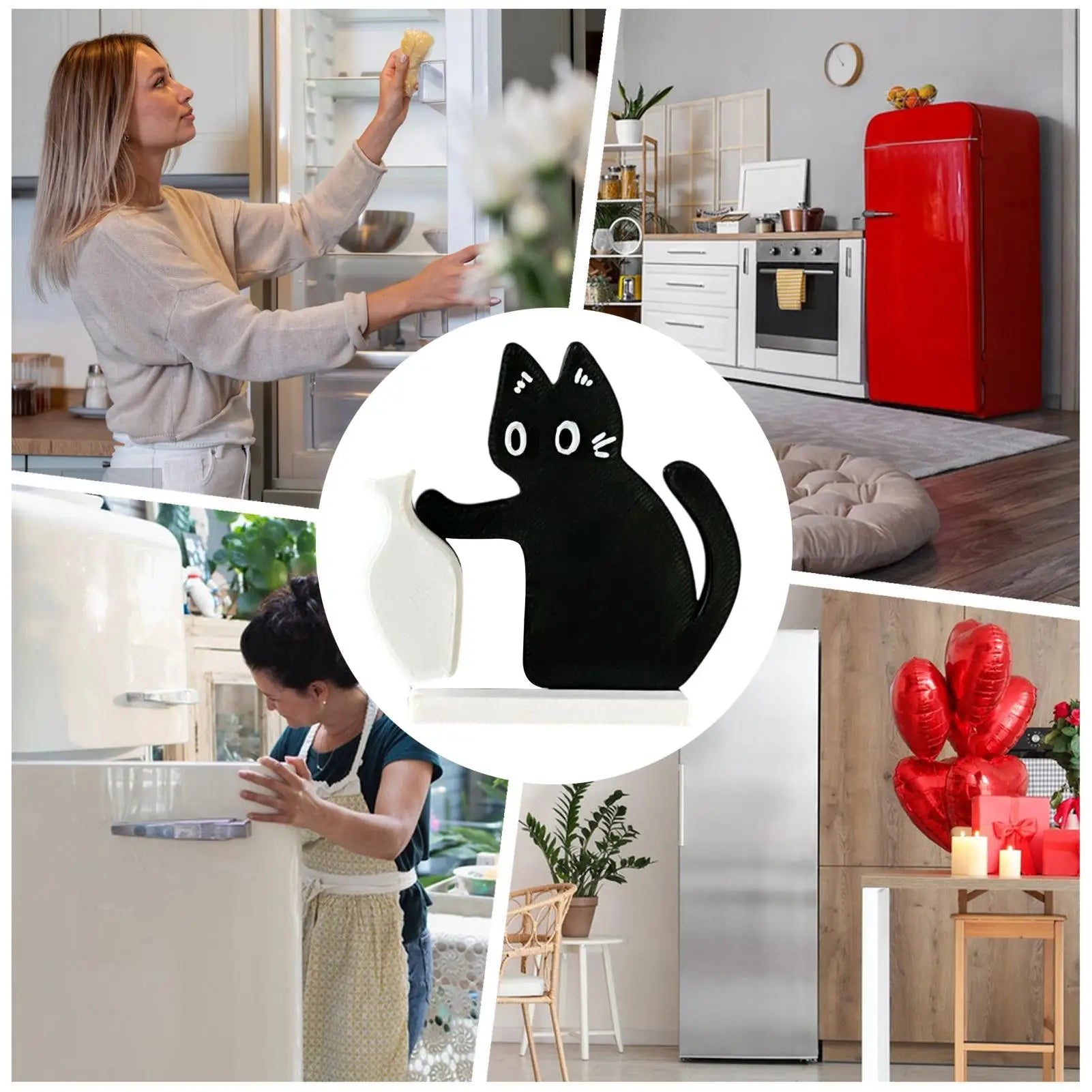 Black cat vase memorial box with whisker keepsake magnet. Cute pet loss decor gift for cat lovers.