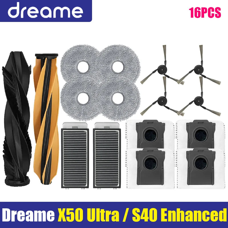 Tidesmit vacuum parts kit with roller brush, side brush, HEPA filter, mop cloth, and dust bag for Dreame X50 Ultra
