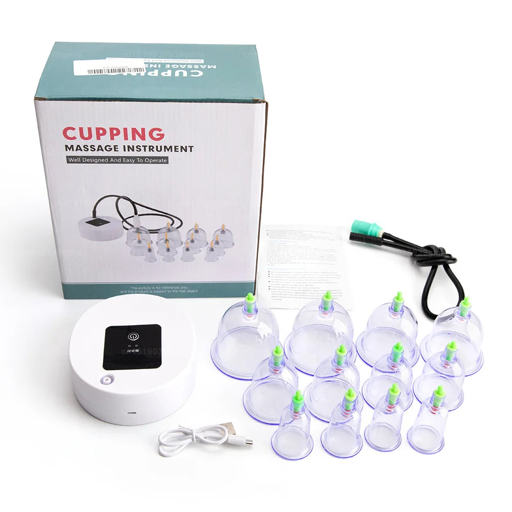 Electric Cupping Therapy Set for Back Massage | 12-Piece Wellness Kit Relaxation Treatment 1 Set Tidesmit
