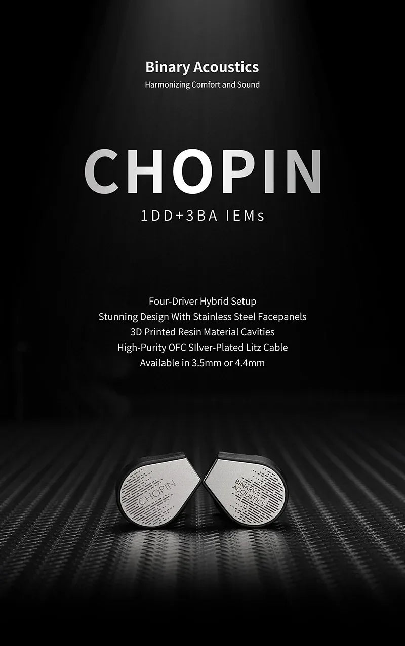 Binary Chopin 1DD+3BA Hybrid HiFi Earphones by Tidesmit Tidesmit