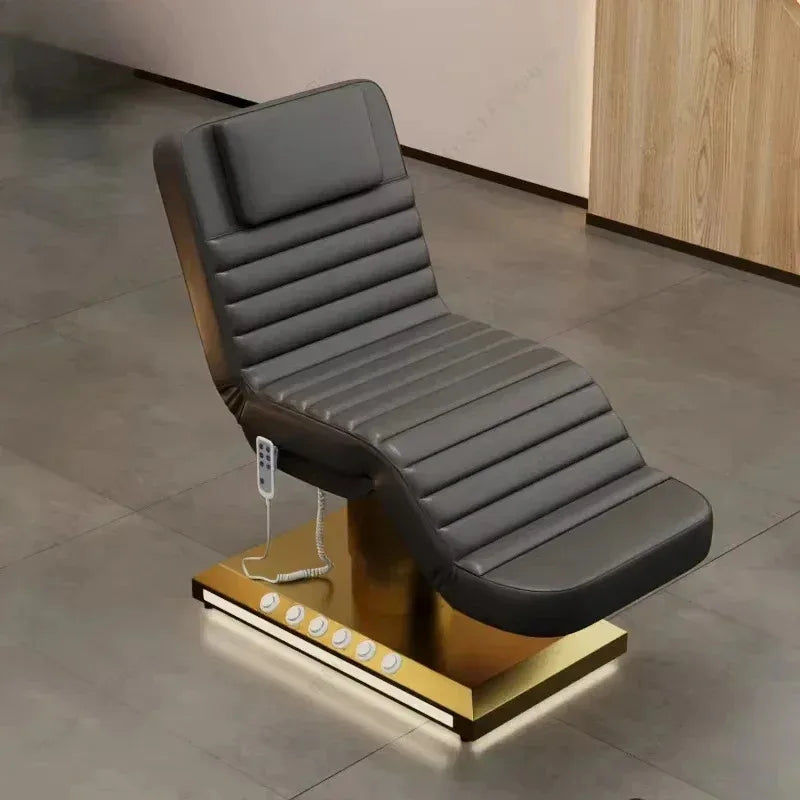 Electric Beauty Bed with 3 Motors and Gold Stainless Steel Base Massage Chairs Tidesmit