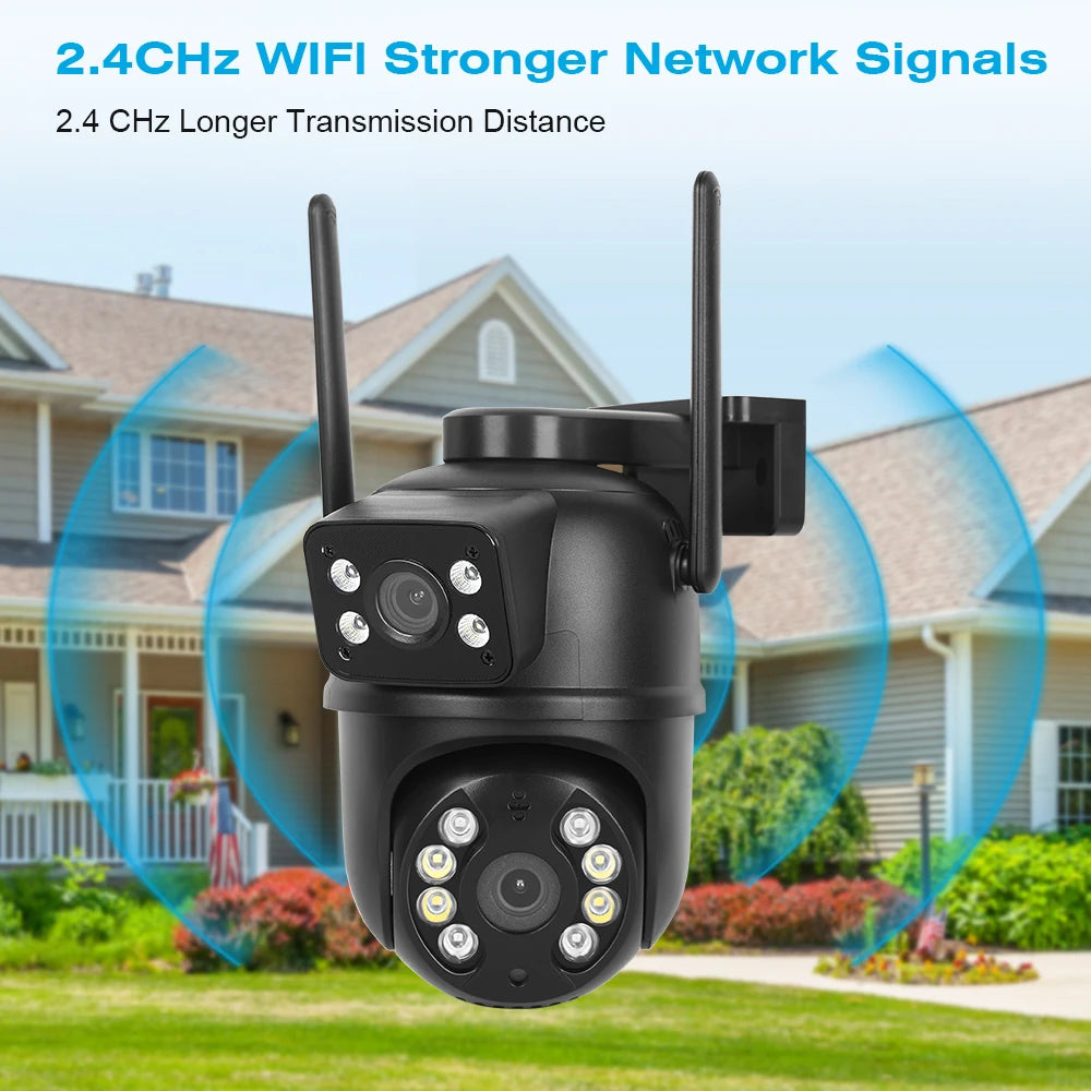8MP 4K Dual Lens Dual Screens PTZ Wifi Camera AI Human Detection Wireless Outdoor CCTV Security IP Camera