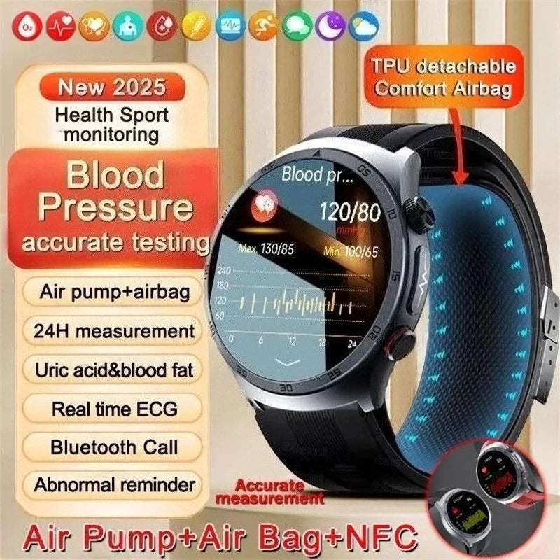 New AI Diagosis ECG Health Smart Watch Men Blood Pressure Lipid Uric Acid NFC Air Pump Airbag Health Smartwatches For men Women