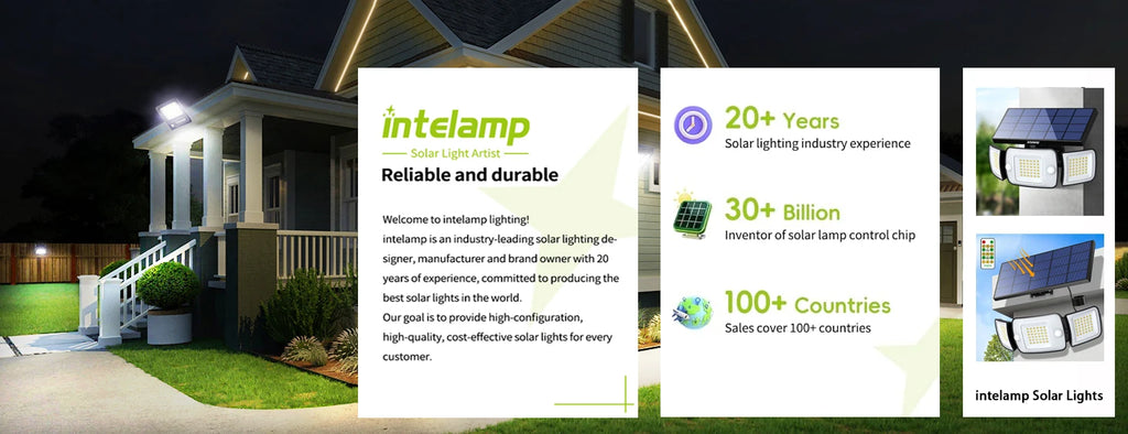 intelamp Powerful 20000mah Solar Lights Outdoor 3 Colors Modes With Super Large Solar Panel For Garden Yard Path Garage