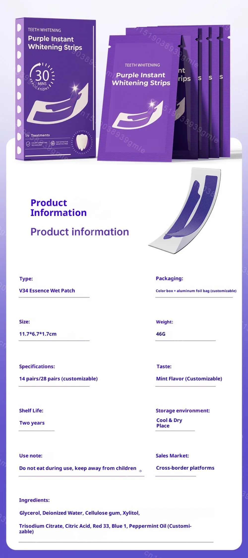Tidesmit teeth whitening strips for removing yellow stains and plaque for professional dental care results