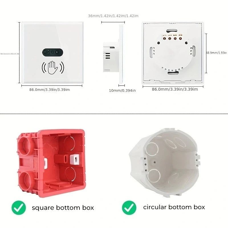 Infrared Sensor Wall Switch Touchless Smart Glass Panel 110V-220V Tidesmit