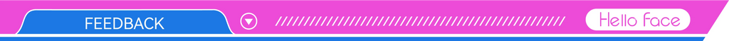 A digital banner with a pink background, featuring a blue "FEEDBACK" button and the white "Hello Face" logo text.