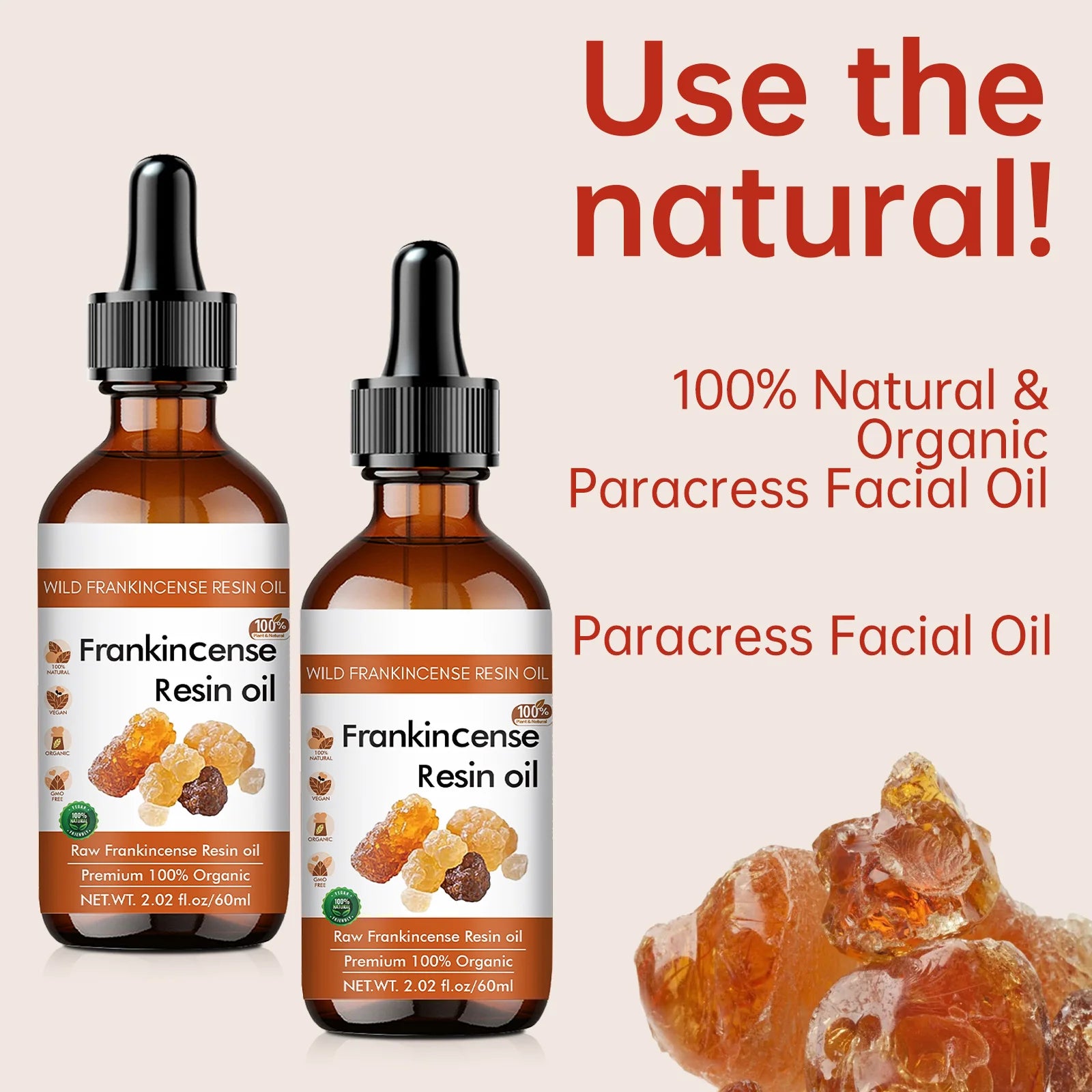 Organic Frankincense Resin Face Oil 60ml - 100% Pure Raw Formula, Supports Skin Smoothing, Deeply Moisturizes & Soothes.