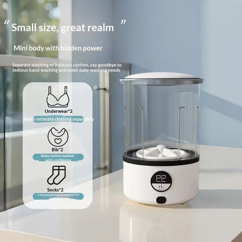 HOMEFISH Mini Portable LED Washing Machine 2000mAh