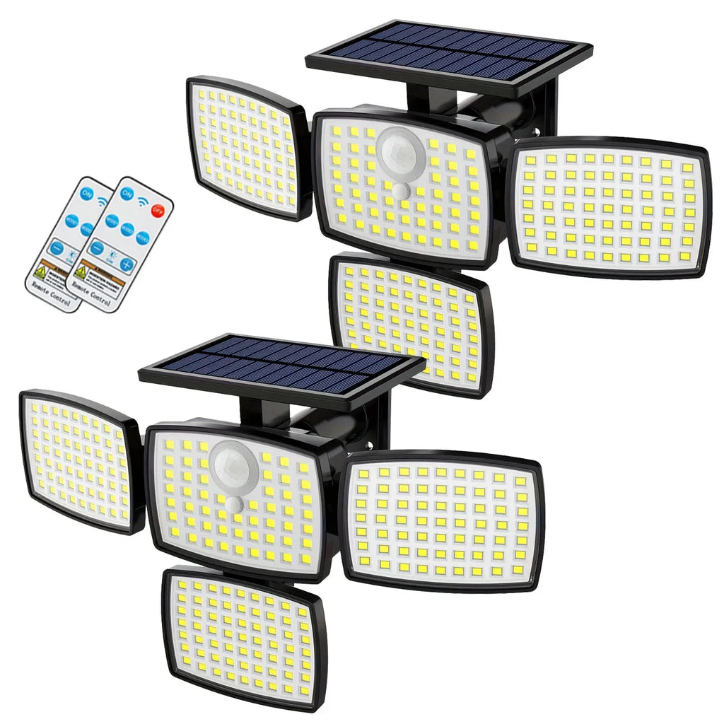 1/2-pack 218LEDs Solar Outdoor Lights with Motion Sensor, Solar Powered Security Lamp with Remote, 3 Lighting Modes, IP65 Waterproof for Backyard Yard Garden Driveway
