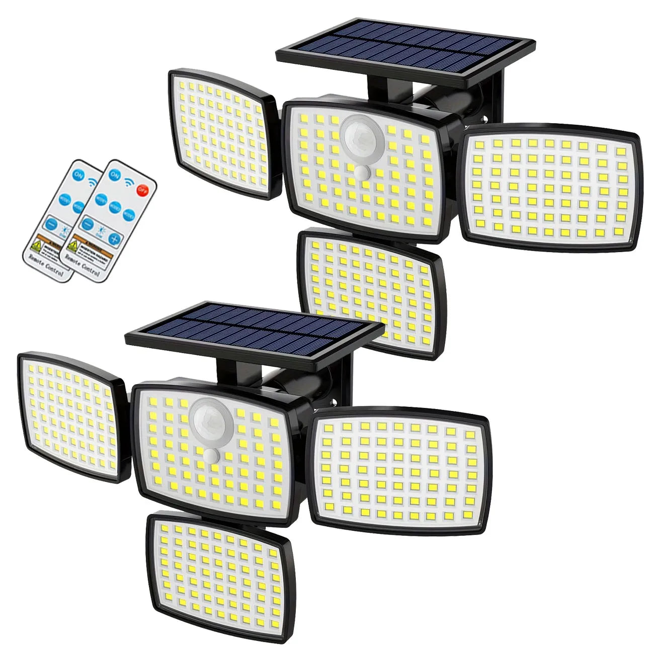 1/2-pack 218LEDs Solar Outdoor Lights with Motion Sensor, Solar Powered Security Lamp with Remote, 3 Lighting Modes, IP65 Waterproof for Backyard Yard Garden Driveway