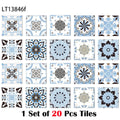 Neutral Boho Floral Tile Stickers Self Adhesive Glossy PVC Waterproof Decals Kitchen Bath Cabinet Backsplash Wall Home Deco