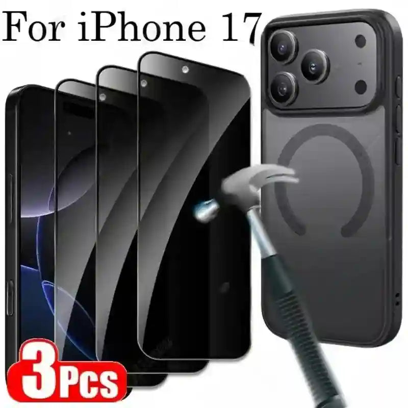 Privacy Screen Protector for iPhone 16 Pro, 3 Pack Anti-Peep Tempered Glass AE 3 Pieces Anti Peeping Tidesmit