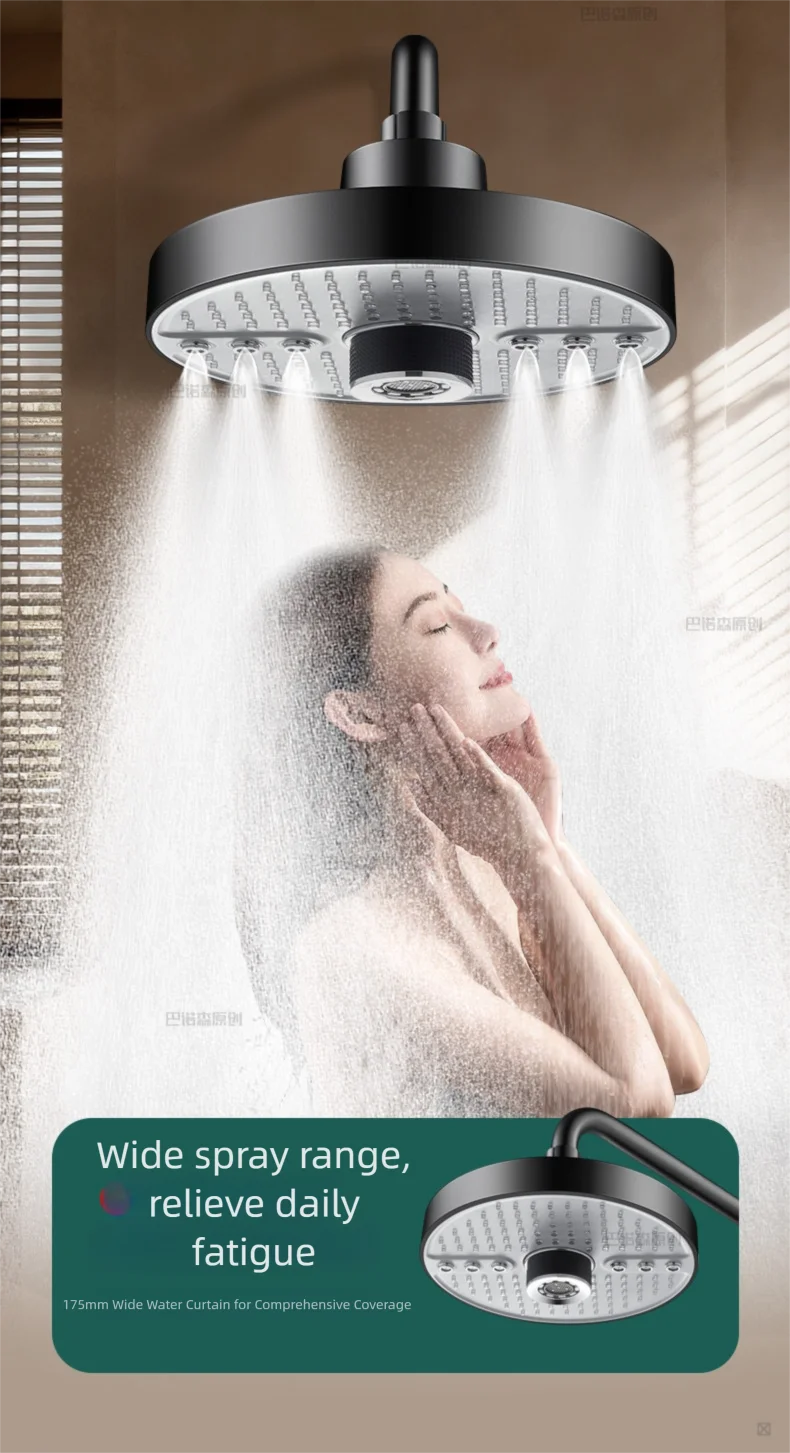 5 Mode Adjustable Rain Shower Head High Pressure Large Flow Ceiling Mounted Spray Portable Shower Nozzle for Home Hotel Bathroom