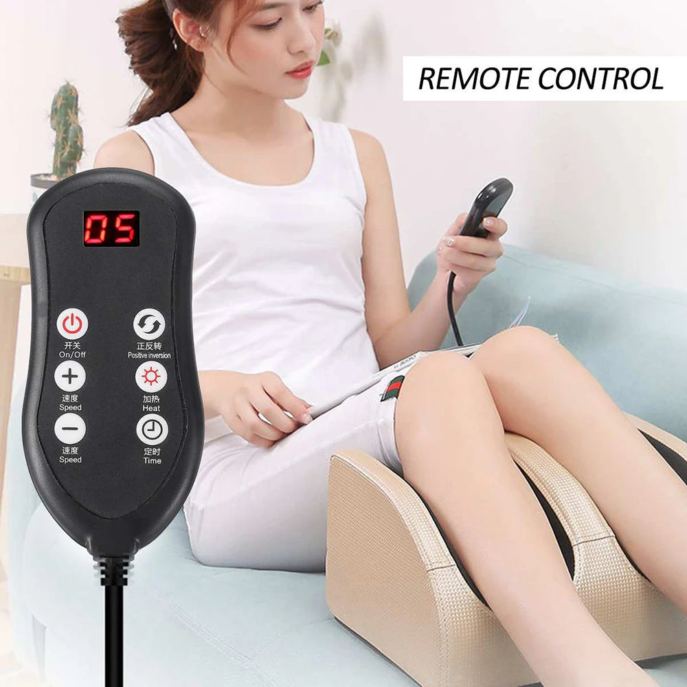 Electric Foot Massager with Shiatsu Heat - Portable Wellness Tool Relaxation Treatment Remote control Gold Tidesmit