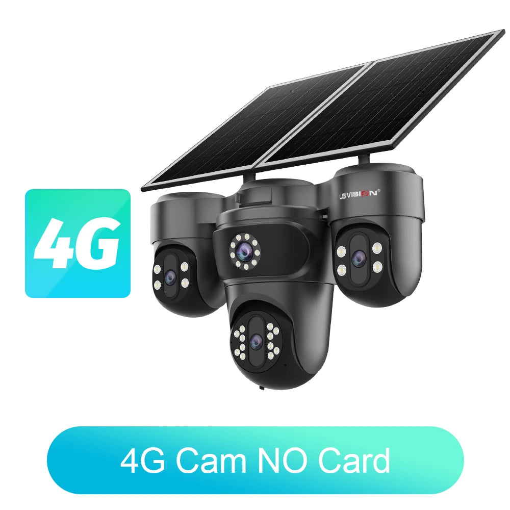 4G outdoor solar surveillance camera set without SD card for recording storage