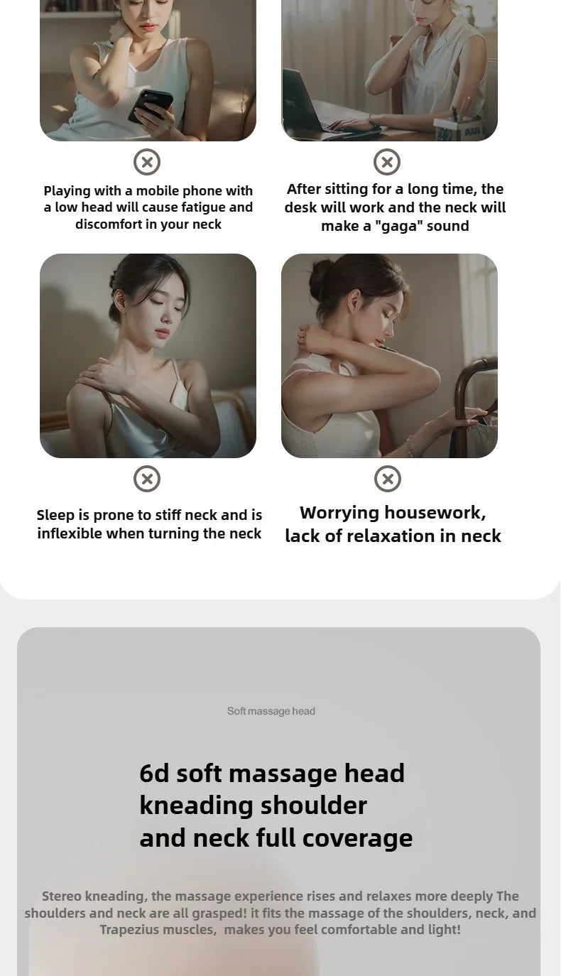 Shiatsu Neck and Shoulder Massager with Heat - Portable Relief Device Relaxation Treatment Tidesmit