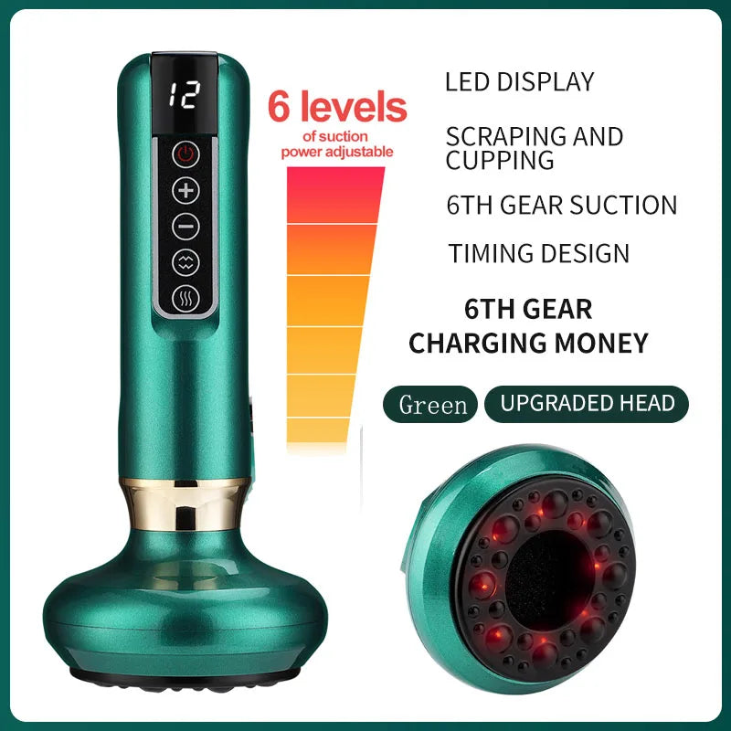 Electric Cupping Massager with Infrared Heat - 12 Gear Muscle Relief Body Shaping Massage Equipment 6Gear Green China Mainland Tidesmit