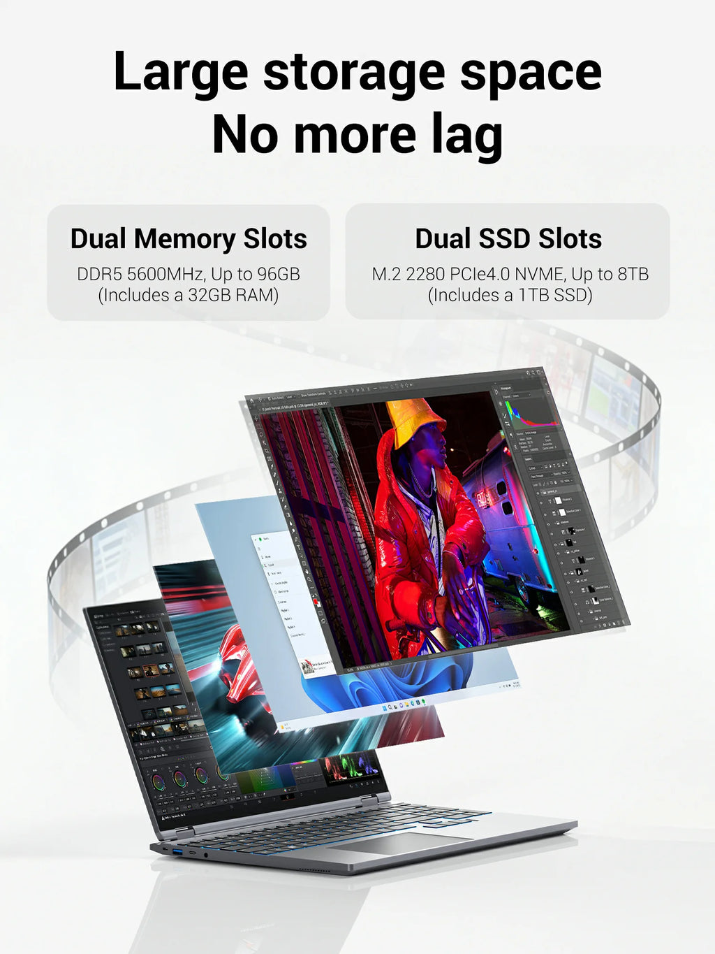 MECHREVO Forza 15X Pro 15.3" Laptop AMD Ryzen 7 H255 8C/16T DDR5 32GB RAM PCIe4 1TB SSD WiFi6 BT5.2 USB4 2.5K 120Hz Screen Windows11 Desktop Computer