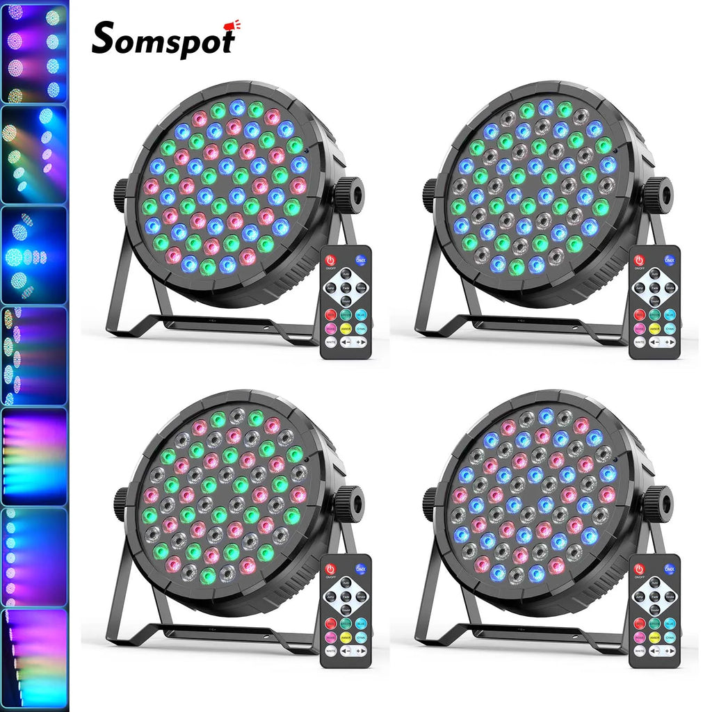 Somspot 4PCS 36W RGB Par Light 60LEDs DJ Party Lights Remote Control Disco Light for Stage Christmas Bar Club Wedding Birthday