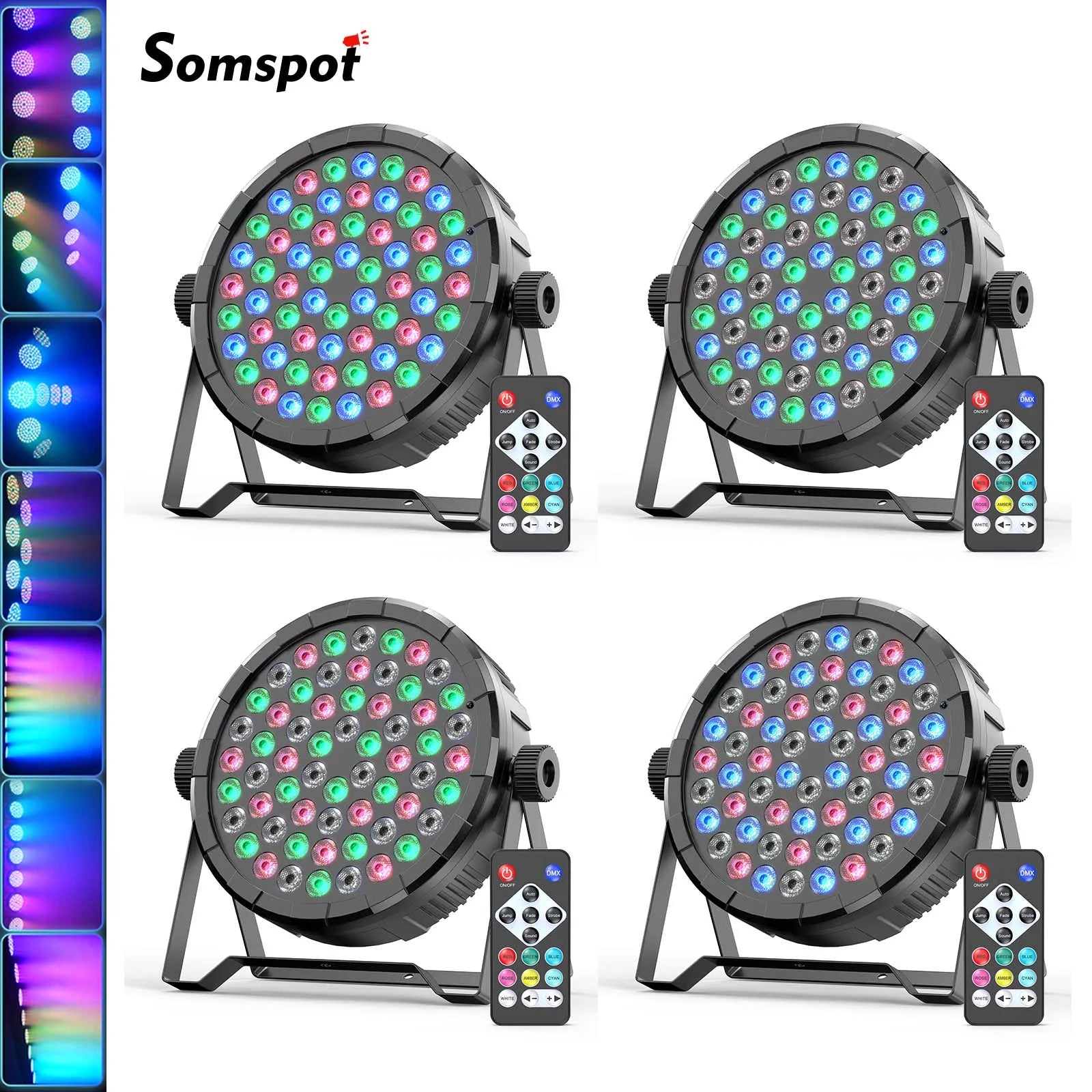 Somspot 4PCS 36W RGB Par Light 60LEDs DJ Party Lights Remote Control Disco Light for Stage Christmas Bar Club Wedding Birthday