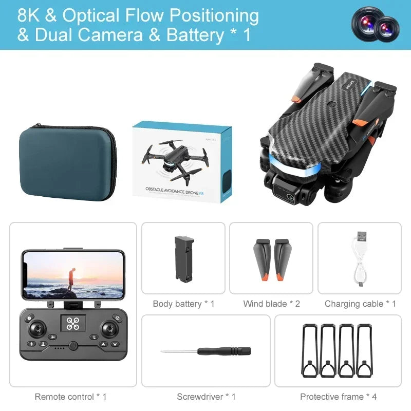 8K Camera Drone with Obstacle Avoidance - Foldable GPS Quadcopter Carbon 8K Tidesmit
