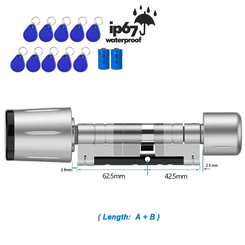 IP67 Waterproof Euro Smart Electronic Door Lock Cylinder TTLock App Control Anti-Drill Remote Access Lock